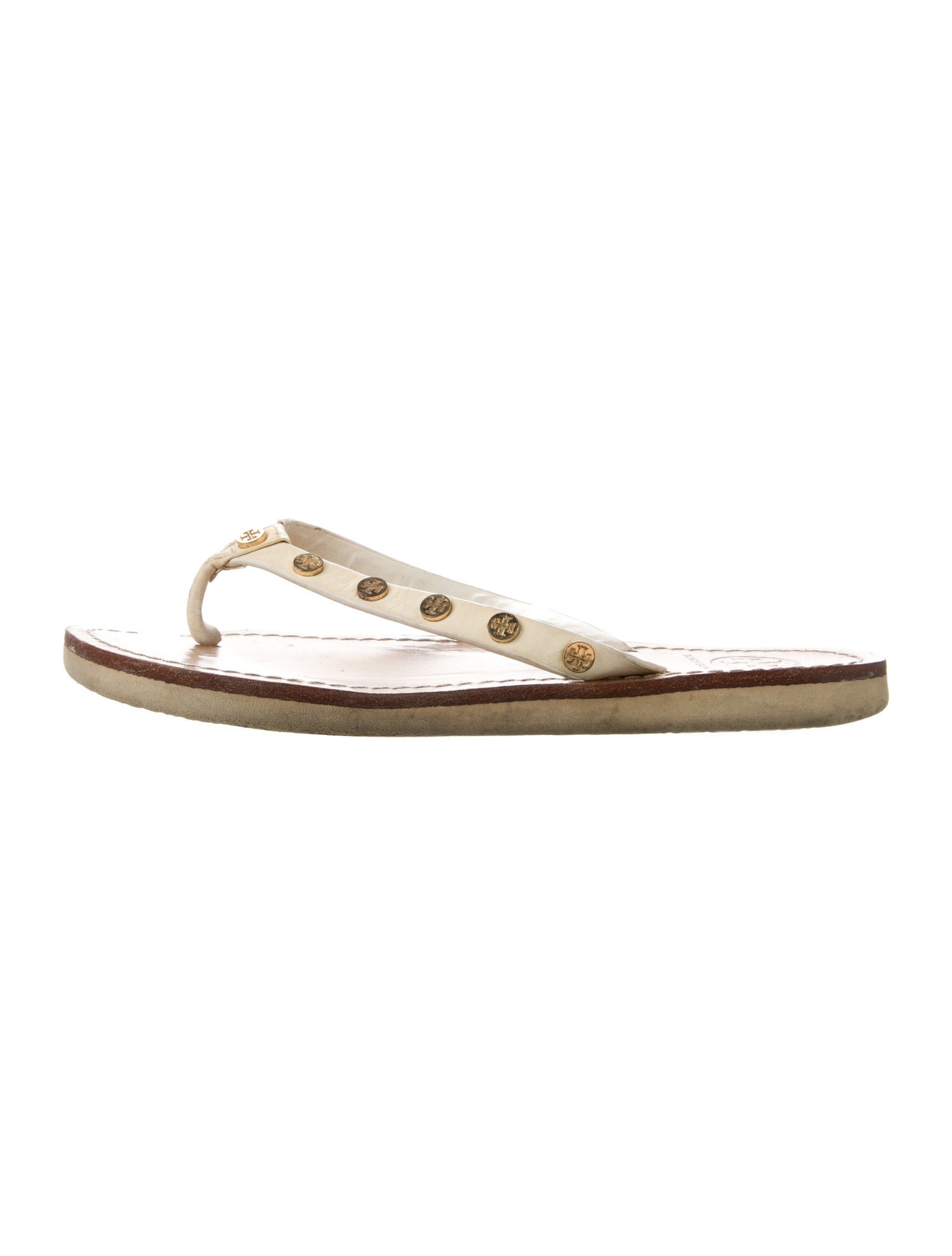 Tory Burch Leather Studded Accents Slides