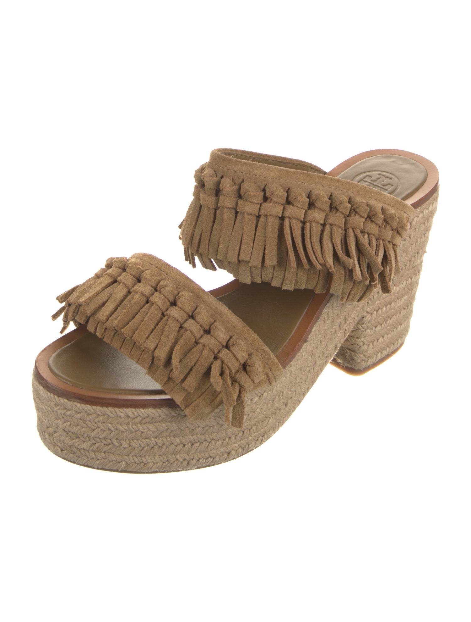 Tory Burch Suede Fringe Trim Accent Espadrilles
