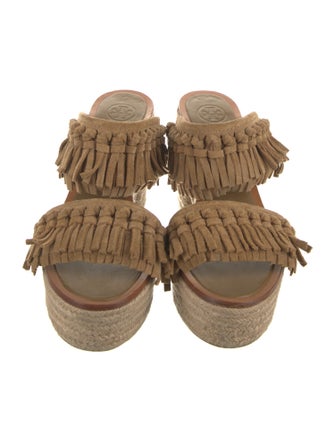 Tory Burch Suede Fringe Trim Accent Espadrilles