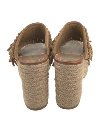 Tory Burch Suede Fringe Trim Accent Espadrilles