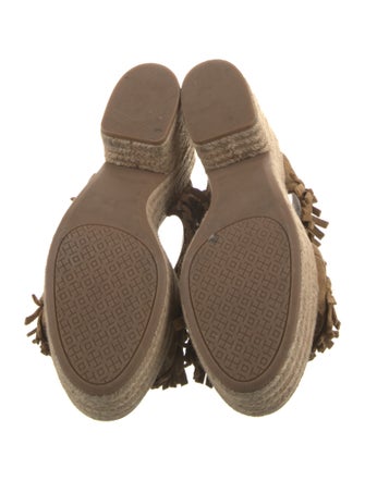 Tory Burch Suede Fringe Trim Accent Espadrilles