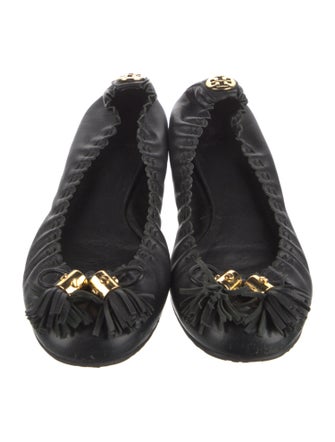 Tory Burch Leather Bow Accents Ballet Flats