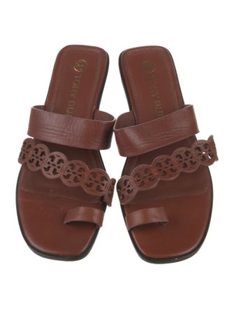 Tory Burch Leather Cutout Accent Slides