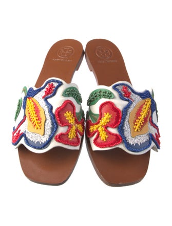 Tory Burch Leather Printed Slides