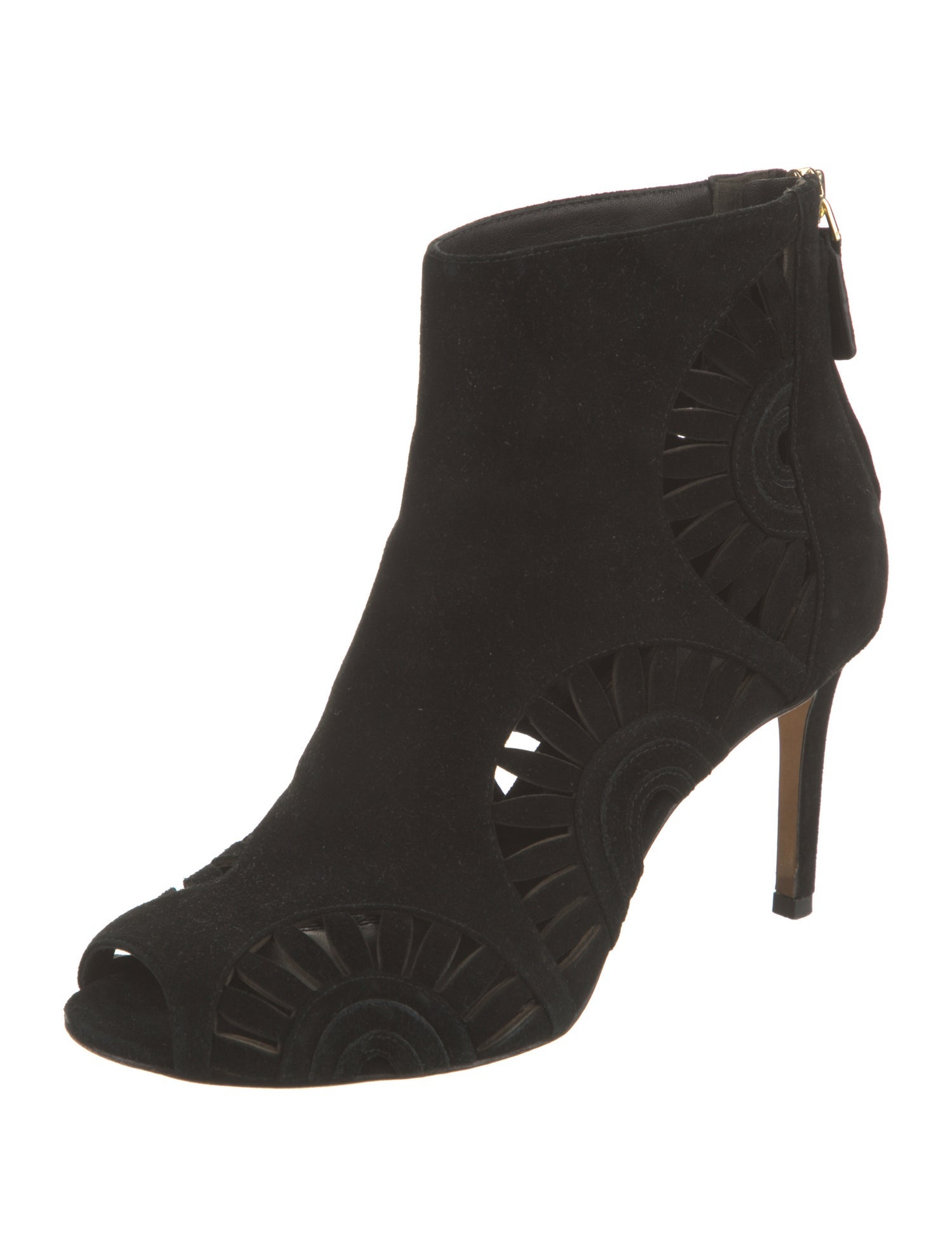 Tory Burch Suede Cutout Accent Lace-Up Boots