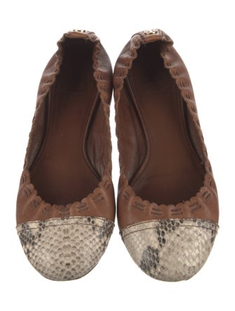 Tory Burch Leather Animal Print Ballet Flats