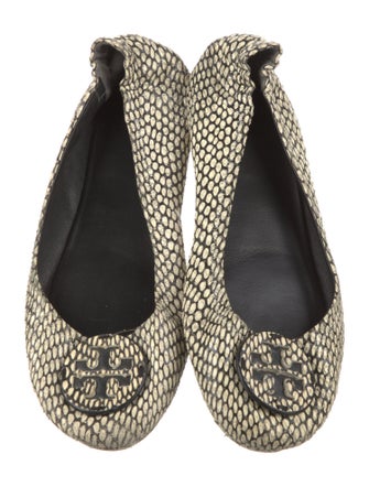 Tory Burch Embossed Leather Printed Flats