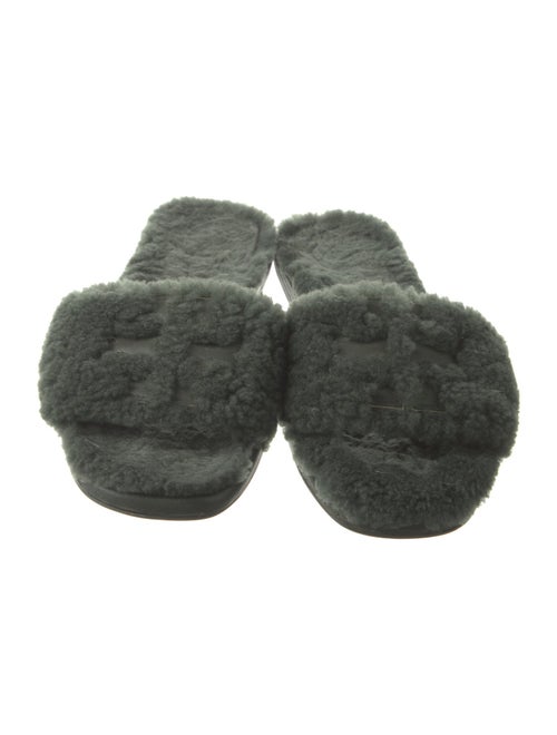 Tory Burch Signature Logo Faux Fur Slides