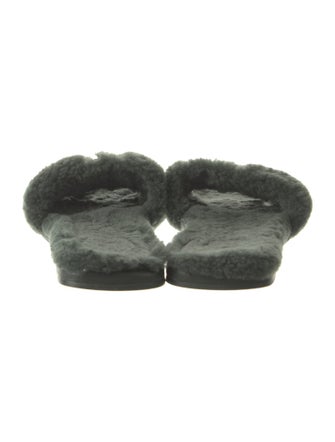 Tory Burch Signature Logo Faux Fur Slides