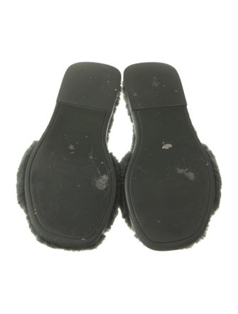Tory Burch Signature Logo Faux Fur Slides