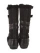 Tory Burch Suede Fur Trim Lace-Up Boots