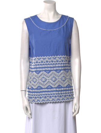 Tory Burch Printed Scoop Neck Top
