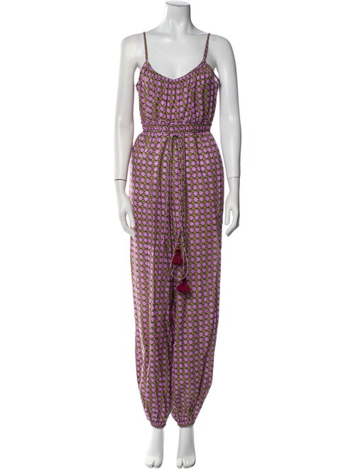 Tory Burch Printed V-Neck Jumpsuit