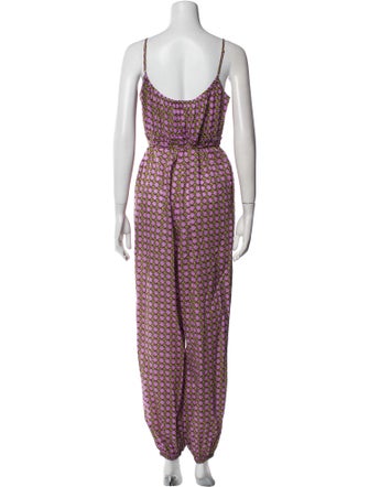 Tory Burch Printed V-Neck Jumpsuit
