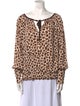 Tory Burch Animal Print Tie Neck Blouse