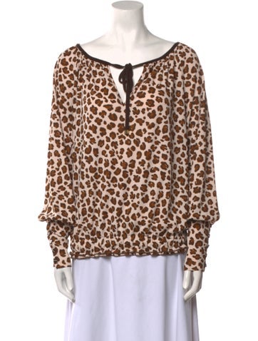 Tory Burch Tops Animal Print Tie Neck Blouse XS