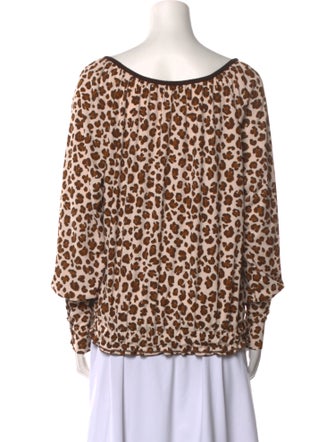 Tory Burch Animal Print Tie Neck Blouse