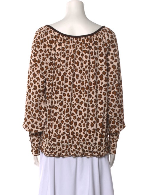 Tory Burch Animal Print Tie Neck Blouse