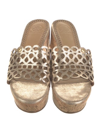 Tory Burch Leather Lasercut Accents Slides