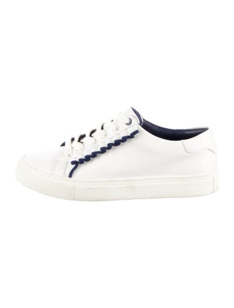 Tory Burch Leather Ruffle Embellishment Sneakers