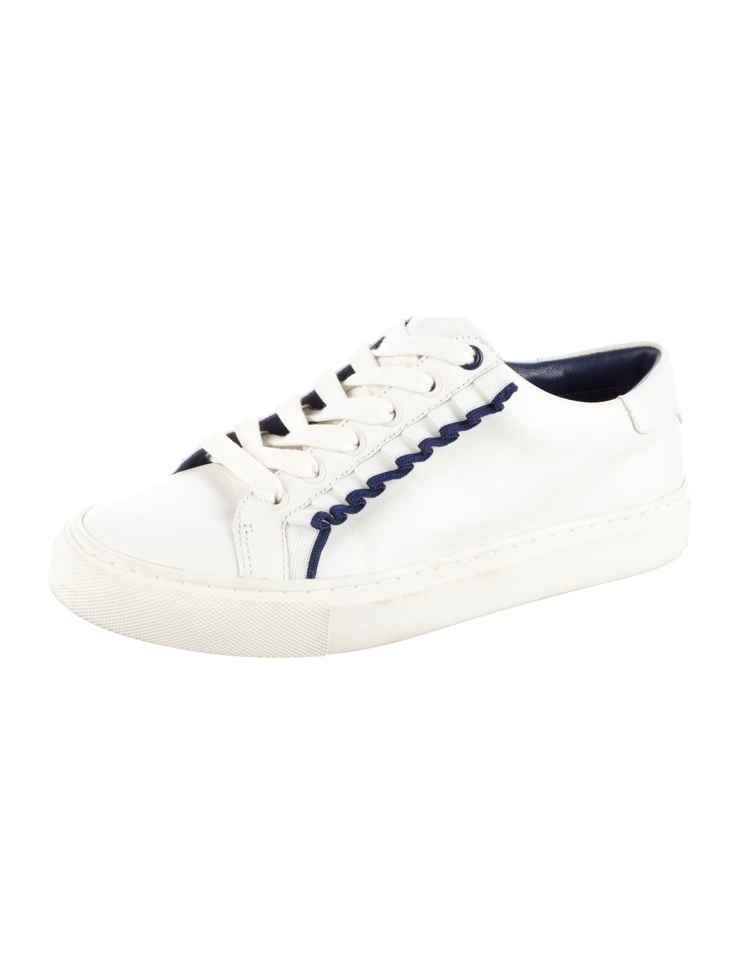 Tory Burch Leather Ruffle Embellishment Sneakers