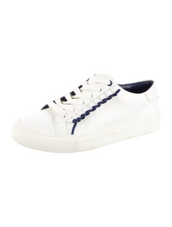 Tory Burch Leather Ruffle Embellishment Sneakers