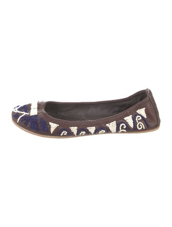 Tory Burch Leather Printed Ballet Flats