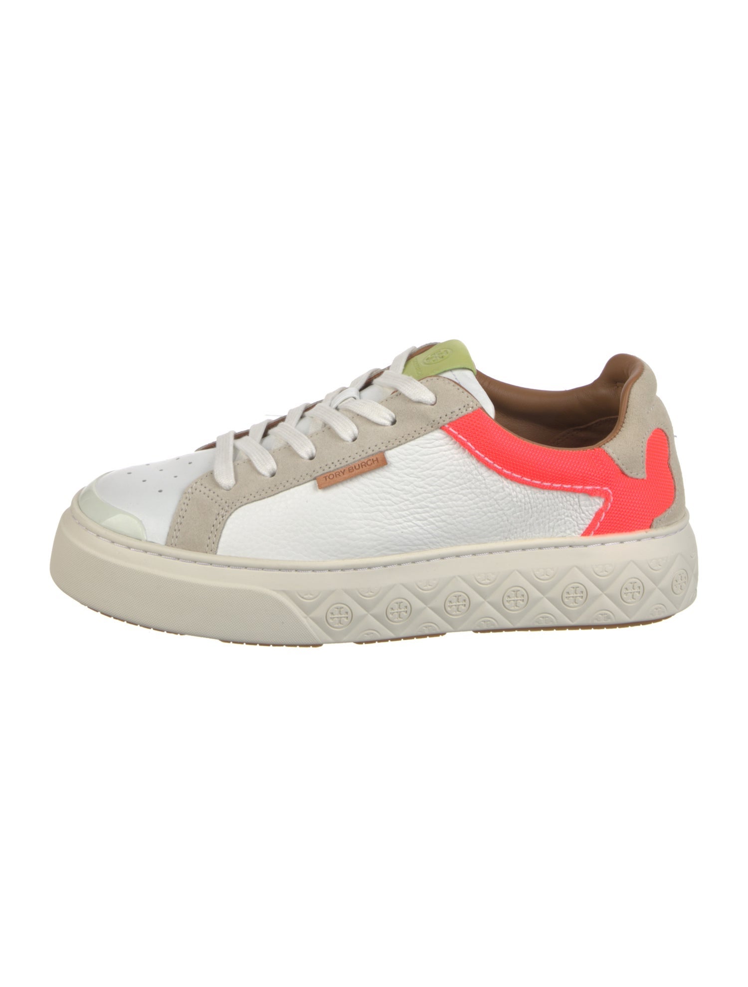 Tory Burch Leather Colorblock Pattern Sneakers