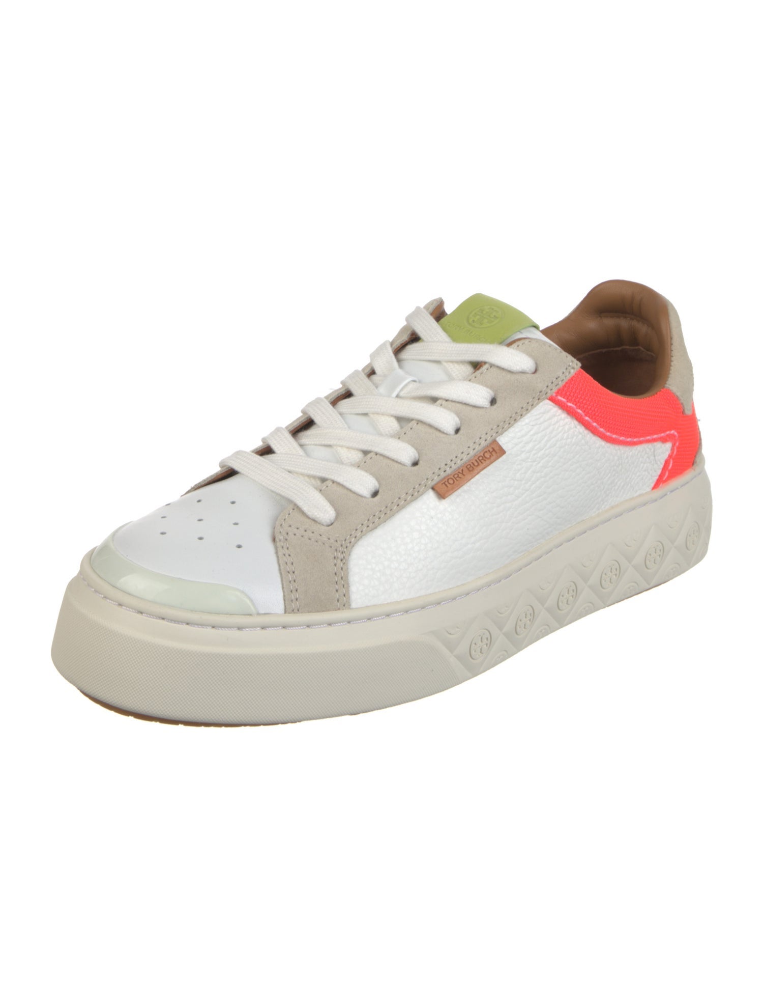 Tory Burch Leather Colorblock Pattern Sneakers