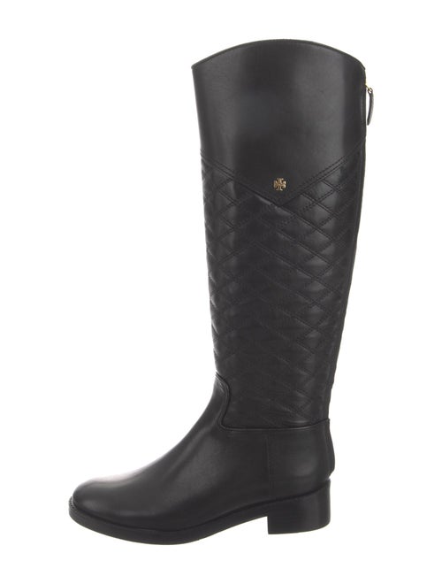 Tory Burch Quilted Pattern Leather Riding Boots