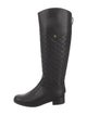 Tory Burch Quilted Pattern Leather Riding Boots
