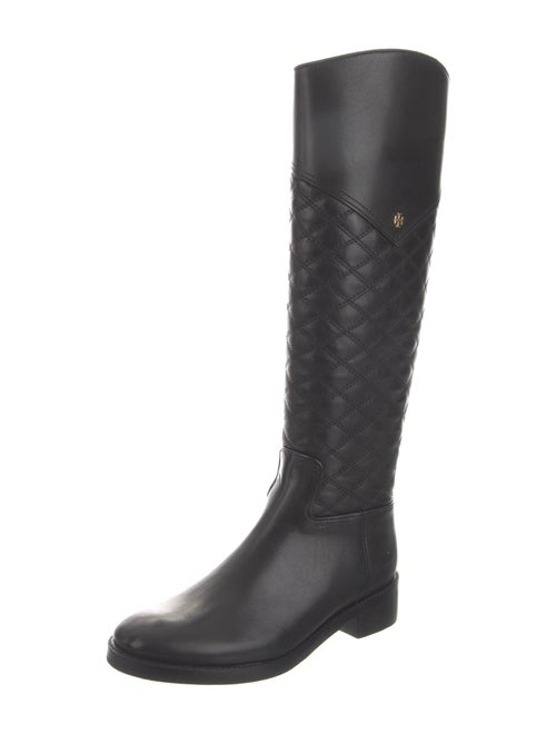 Tory Burch Quilted Pattern Leather Riding Boots