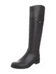 Tory Burch Quilted Pattern Leather Riding Boots