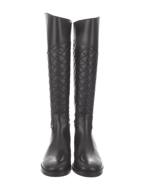 Tory Burch Quilted Pattern Leather Riding Boots