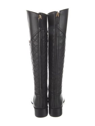 Tory Burch Quilted Pattern Leather Riding Boots