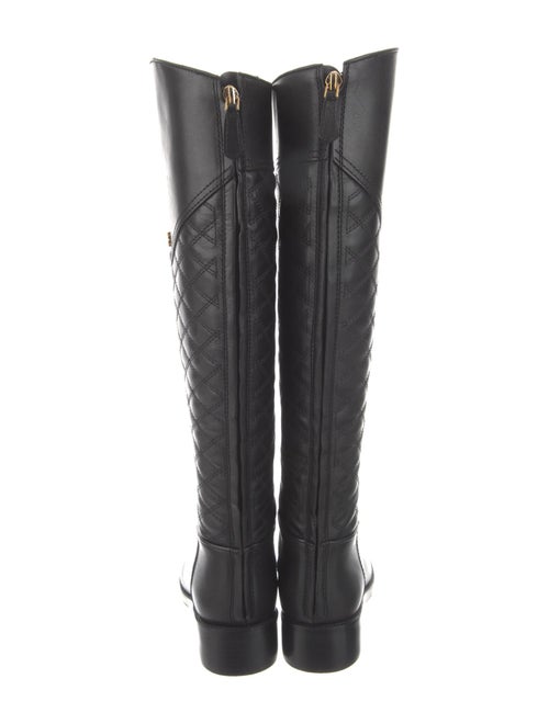 Tory Burch Quilted Pattern Leather Riding Boots