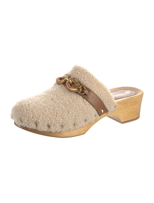 Tory Burch Fur Printed Mules