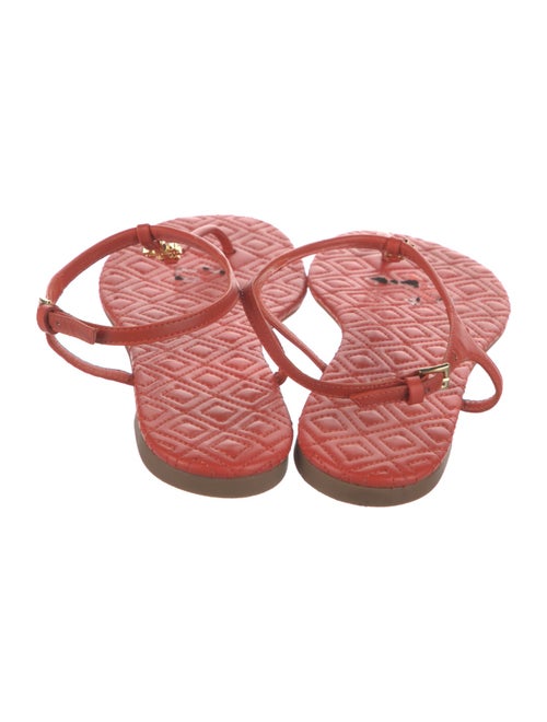 Tory Burch Quilted Pattern Leather T-Strap Sandals