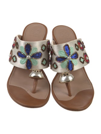 Tory Burch Satin Printed Slides