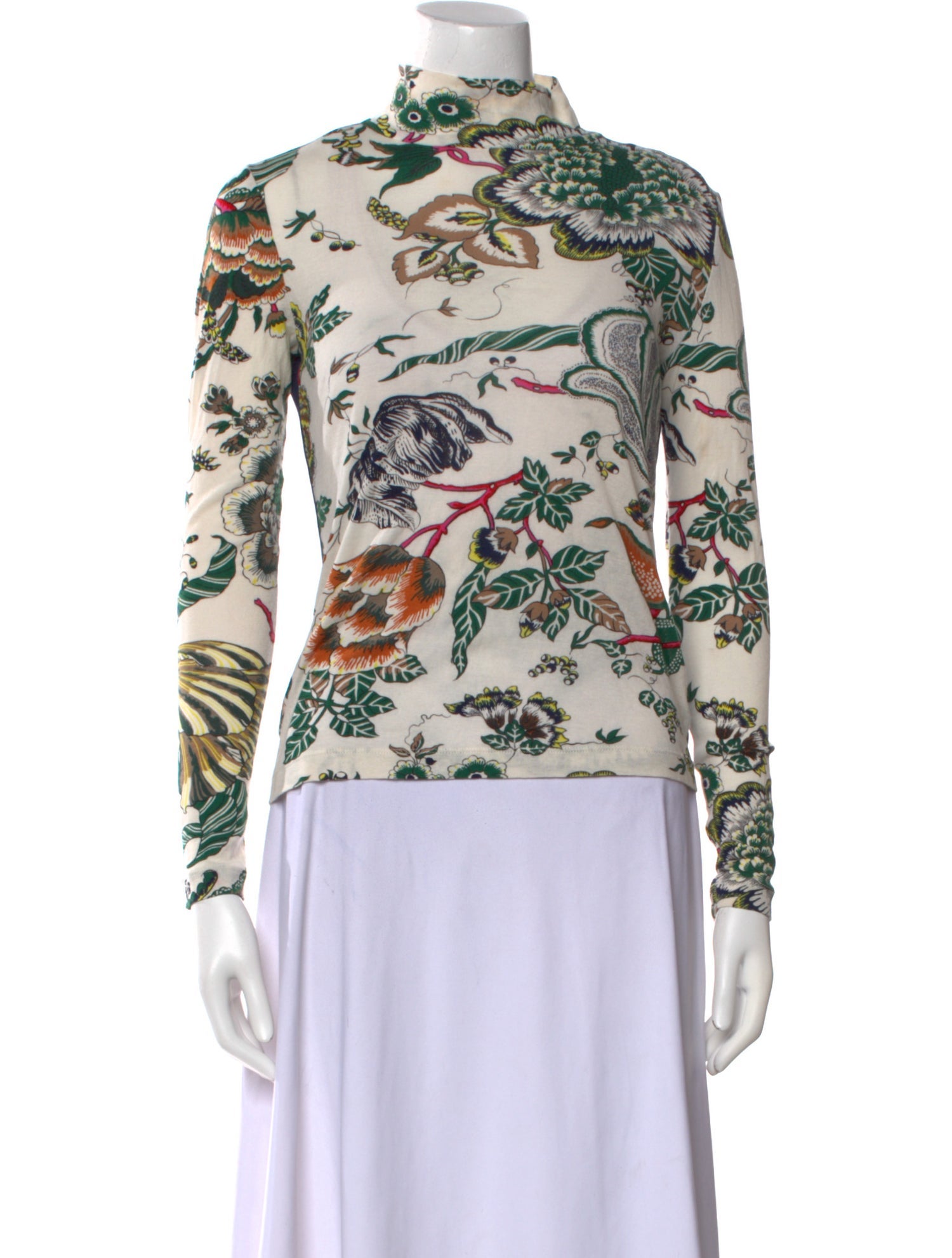 Tory Burch Floral Print Mock Neck Sweatshirt