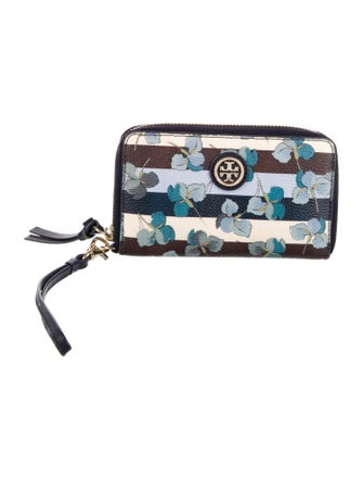 Tory Burch Leather Floral Print Wristlet