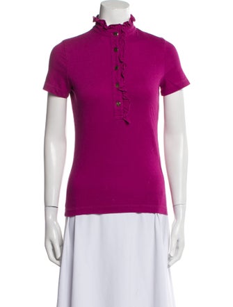 Tory Burch Mock Neck Short Sleeve Polo