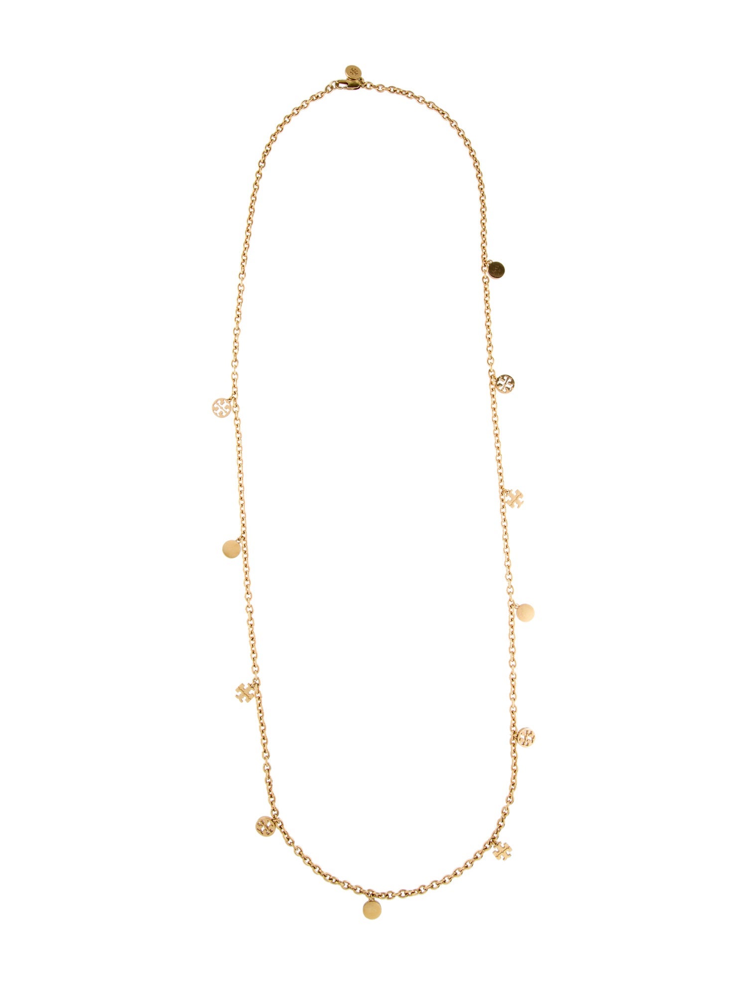 Tory Burch Logo Charm Rosary Station Necklace