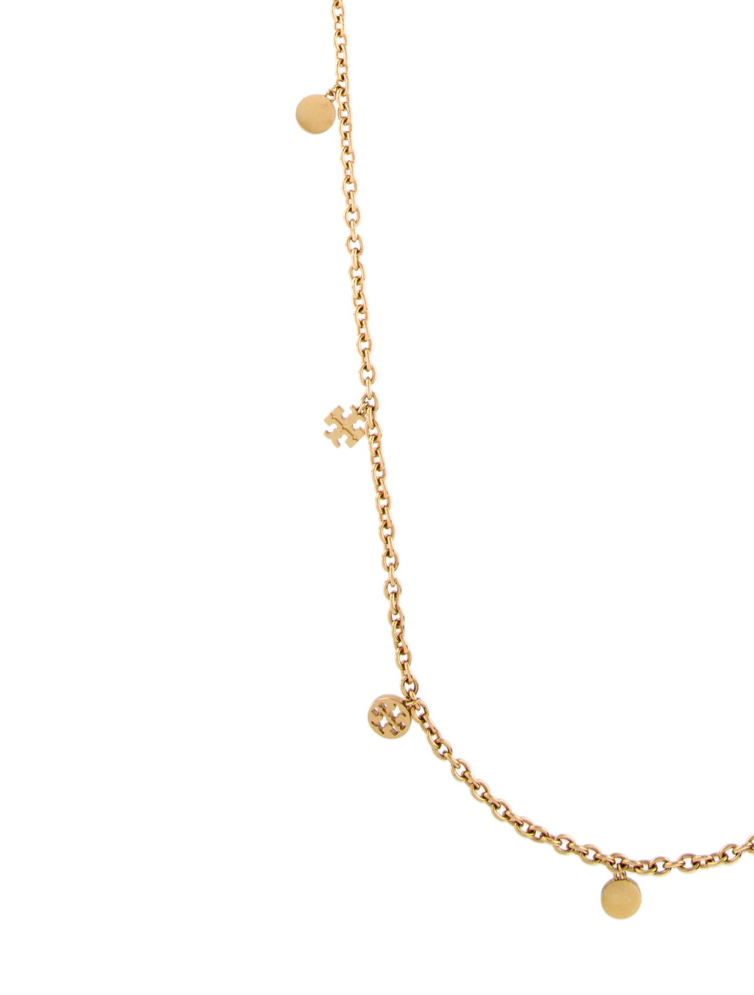 Tory Burch Logo Charm Rosary Station Necklace