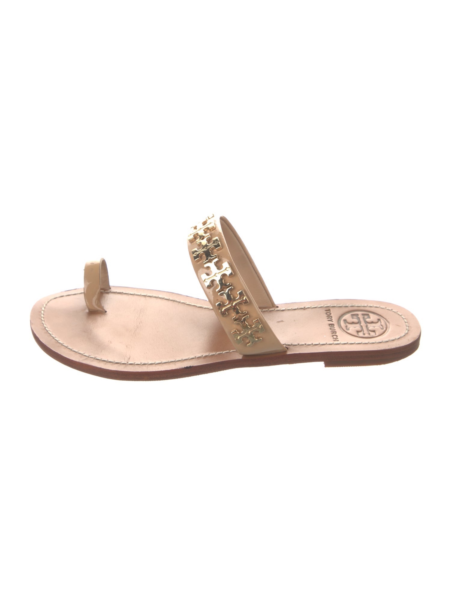 Tory Burch Signature Logo Leather Slides