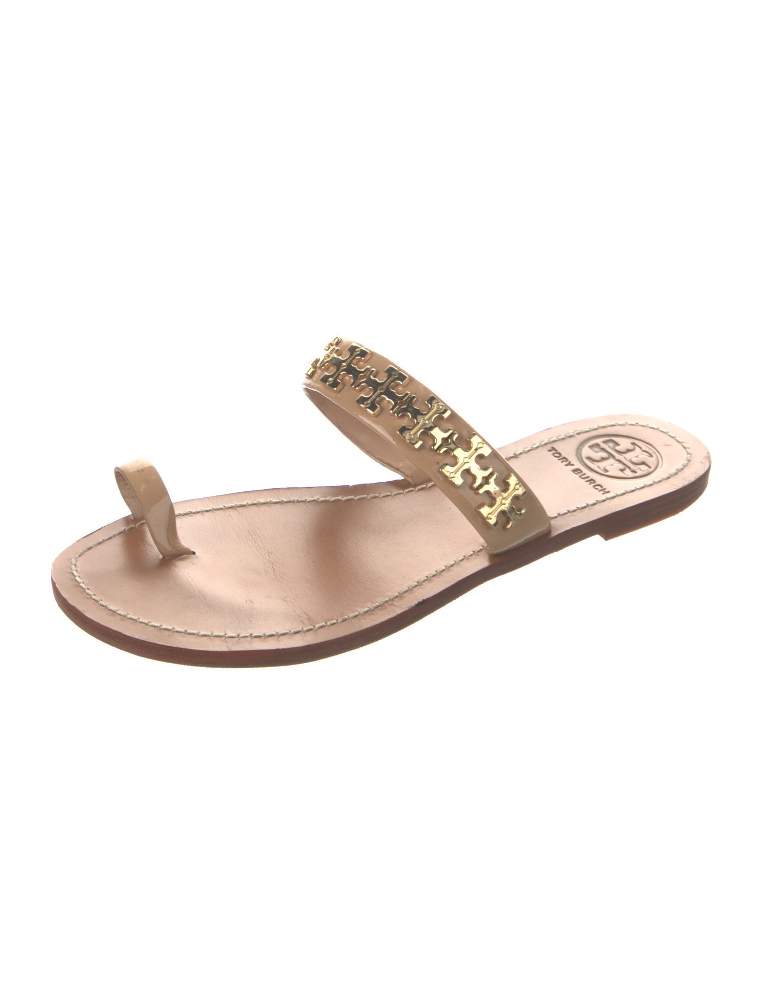 Tory Burch Signature Logo Leather Slides