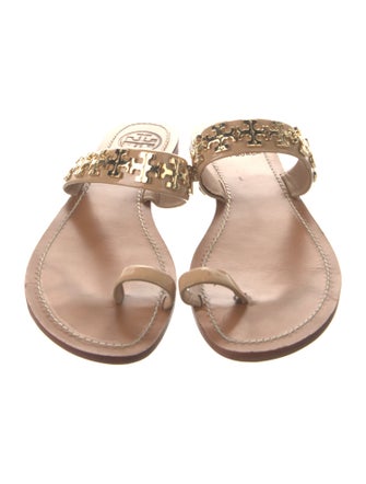 Tory Burch Signature Logo Leather Slides