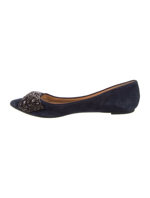 Tory Burch Suede Crystal Embellishments Ballet Flats