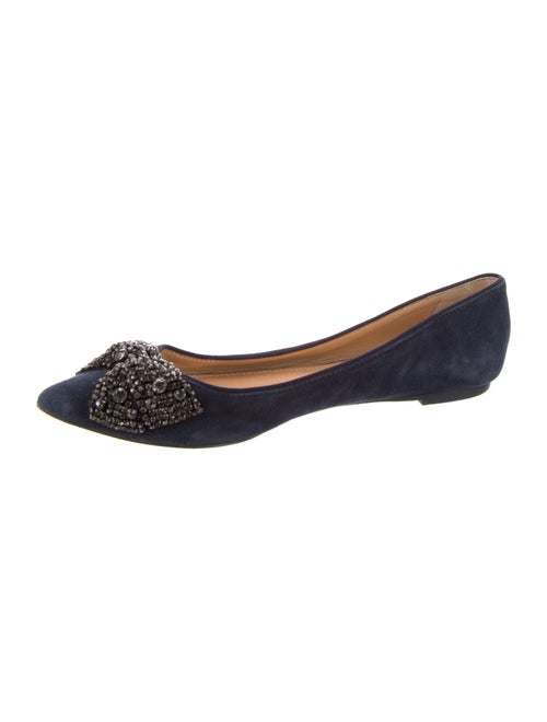 Tory Burch Suede Crystal Embellishments Ballet Flats