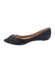 Tory Burch Suede Crystal Embellishments Ballet Flats